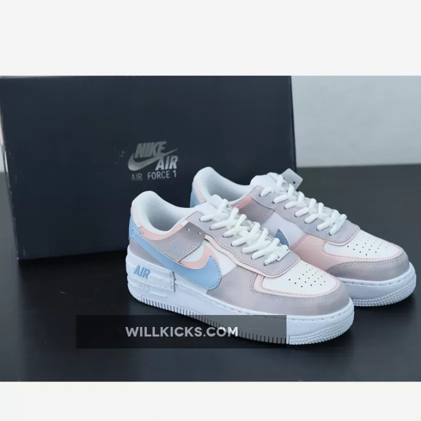 Nike Air Force 1 Shadow White Pink Grey - nike air force 1 shadow white pink