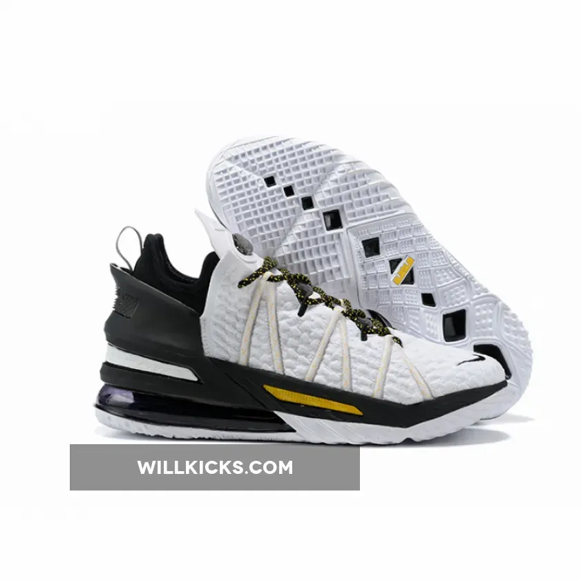 Nike LeBron 18 'Home' White/Amarillo-Black CQ9283-100 #lebron 18 white and black