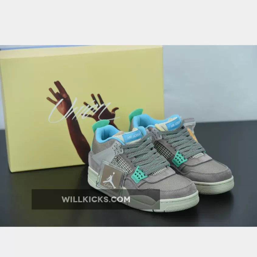 Union x Air Jordan 4 '30th Anniversary' Taupe Haze/Blue Fury-Khaki-Roma Green / union taupe haze
