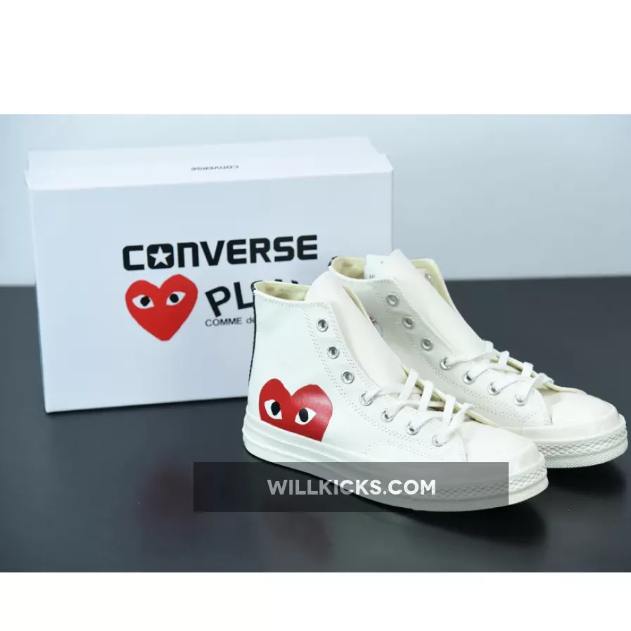 CDG Play X Converse Chuck Taylor All-Star 70 Hi Milk/White-High Risk Red 150205C Discount
