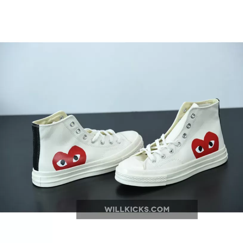 CDG Play X Converse Chuck Taylor All-Star 70 Hi Milk/White-High Risk Red 150205C Discount