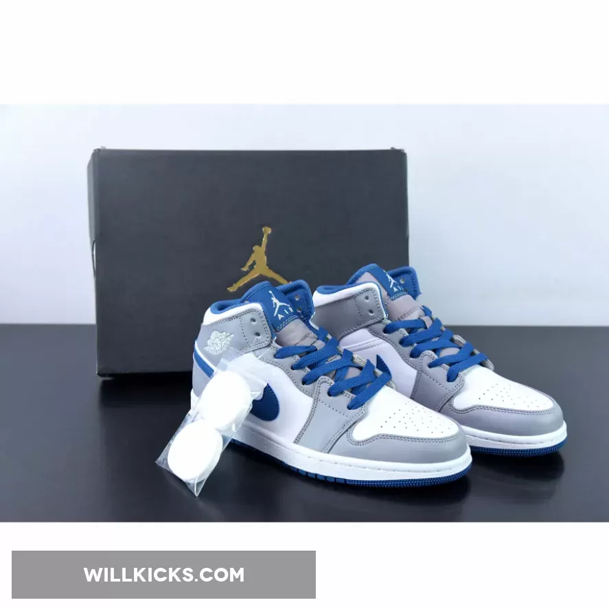 Air Jordan 1 Mid Cement Grey/White-True Blue DQ8426-014 / jordan 1 grey white