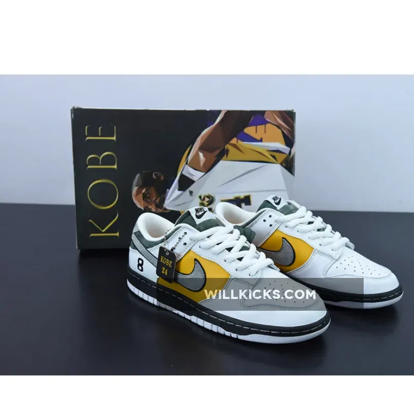Custom Nike SB Dunk Low 'Kobe' White Yellow Black / nike dunk lows for sale