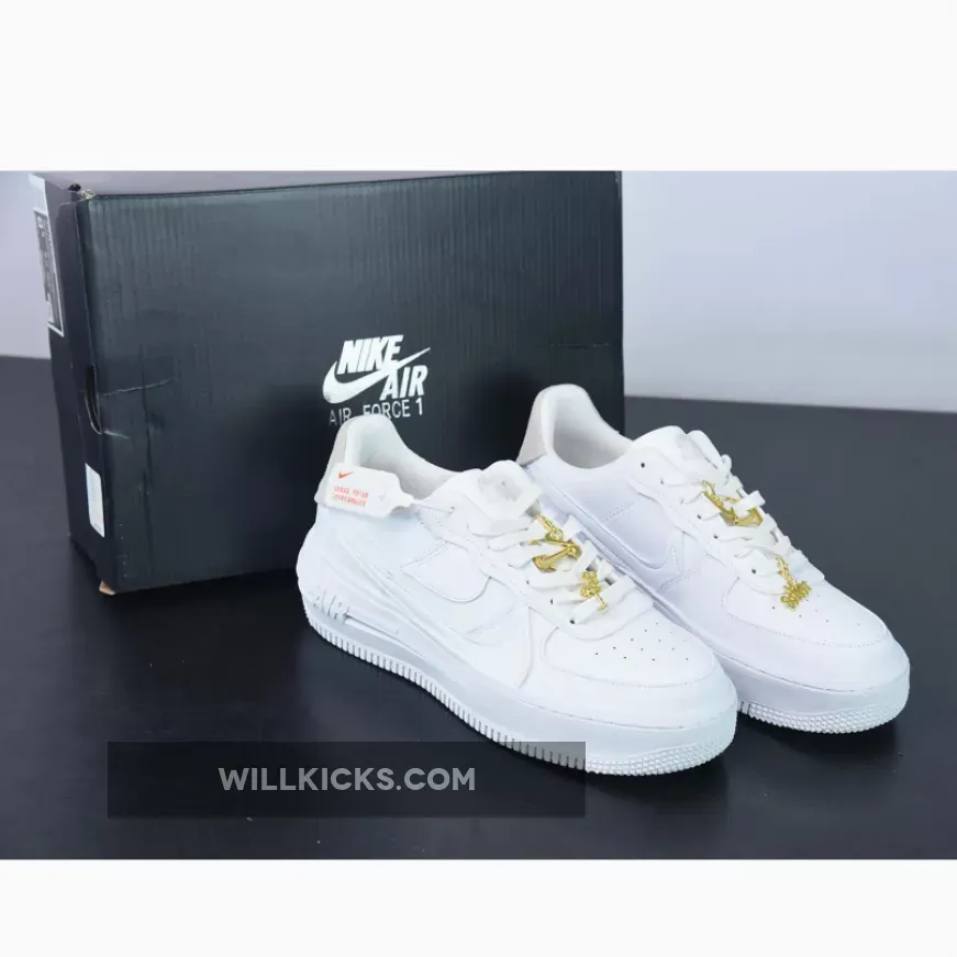 Nike Air Force 1 PLT.AF.ORM White Metallic Gold FB8473-100