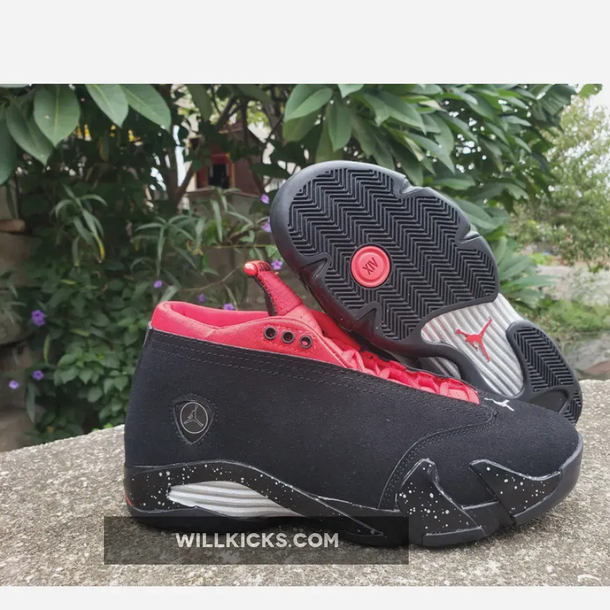 Air Jordan 14 Low 'Red Lipstick' Black/Metallic Silver-Gym Red, jordan 14 metallic silver