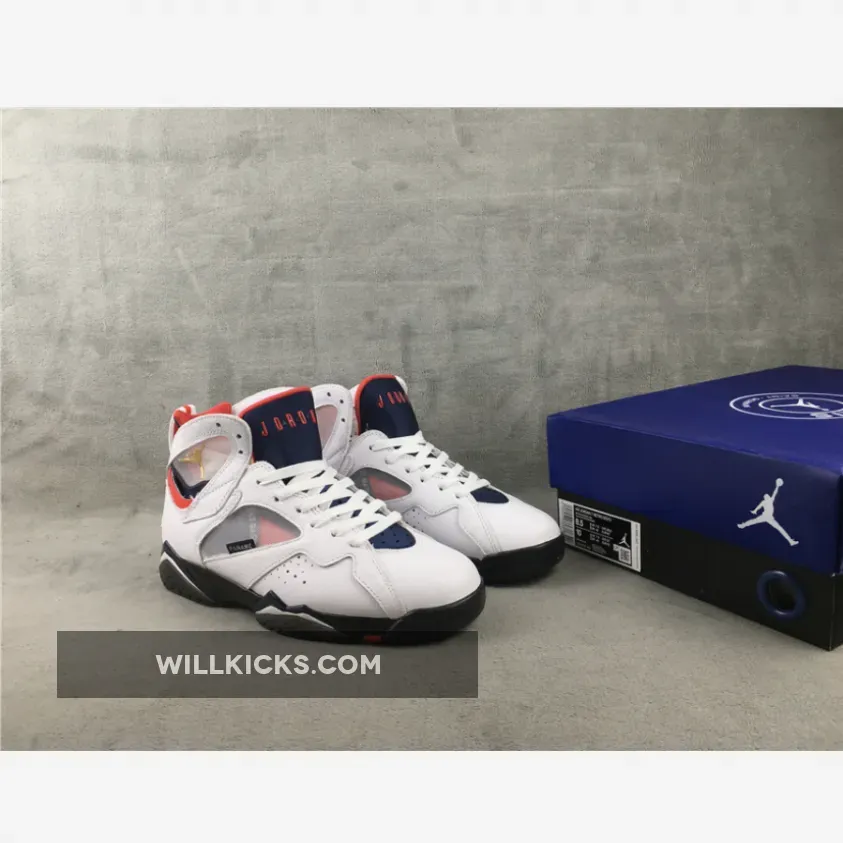 Air Jordan 7 'PSG' White/College Navy-Sport Royal-University Red - size 7 jordans