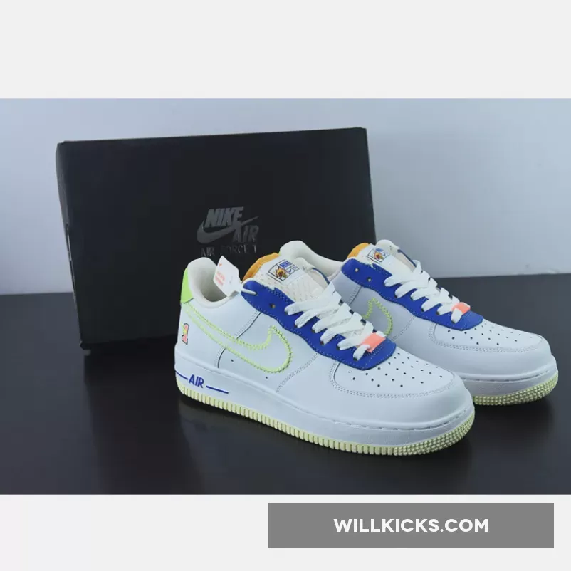 Nike Air Force 1 Low GS Player One White Blue | ALL GREEN AF1