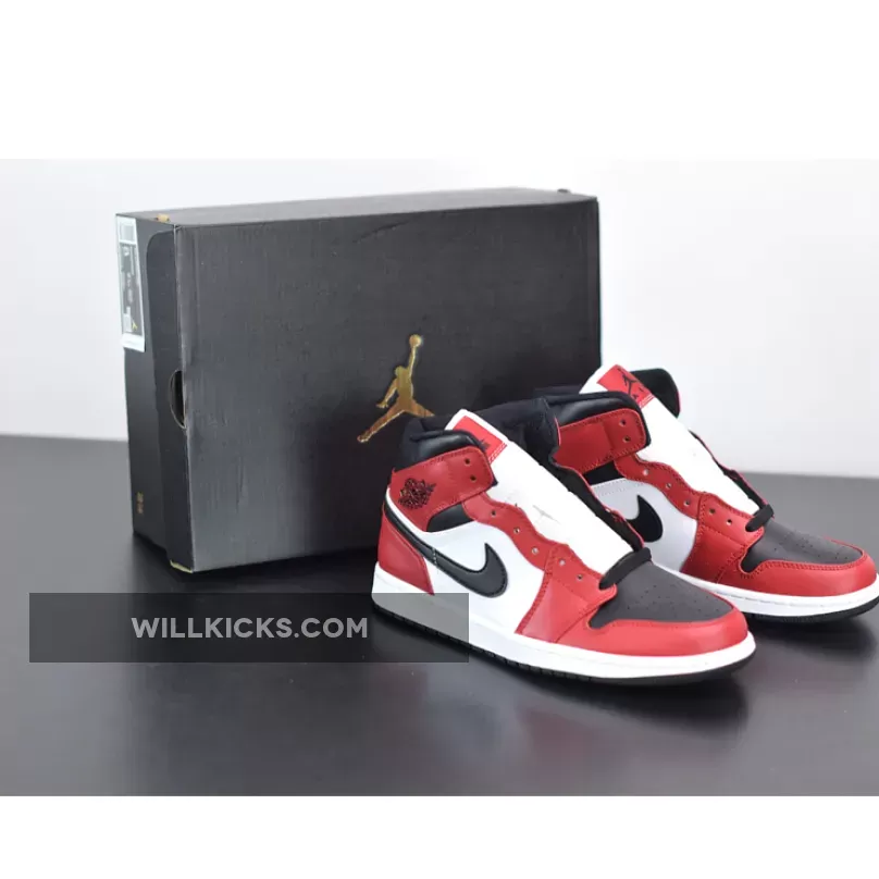 Air Jordan 1 Mid 'Chicago Black Toe' Black/Gym Red-White 554724-069 / air jordan 1 mid red black toe