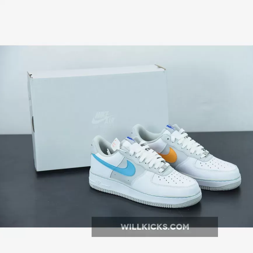 NBA x Nike Air Force 1 Low 'Fiesta' White/Grey Fog-Sundial-Blue - air force 1 collab nba