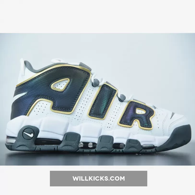 Nike Air More Uptempo White/Anthracite-Metallic Gold CQ4583-100 / foamposites metallic gold