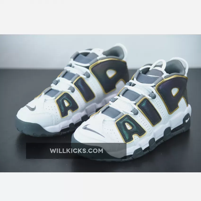 Nike Air More Uptempo White/Anthracite-Metallic Gold CQ4583-100 / foamposites metallic gold
