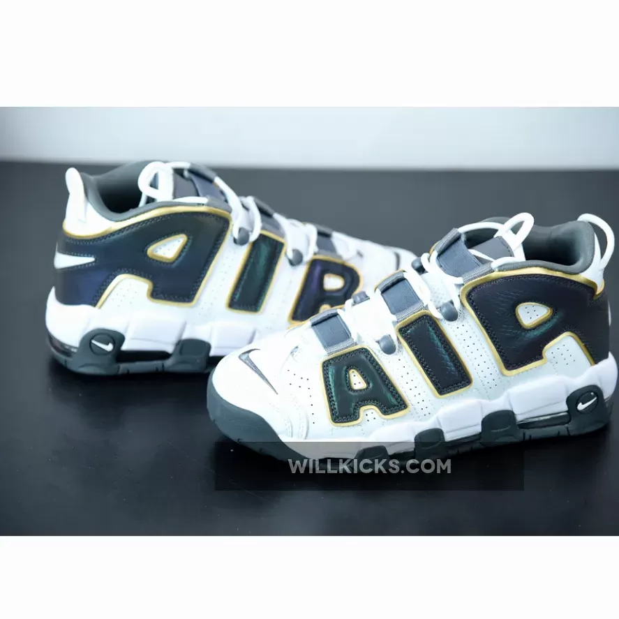 Nike Air More Uptempo White/Anthracite-Metallic Gold CQ4583-100 / foamposites metallic gold