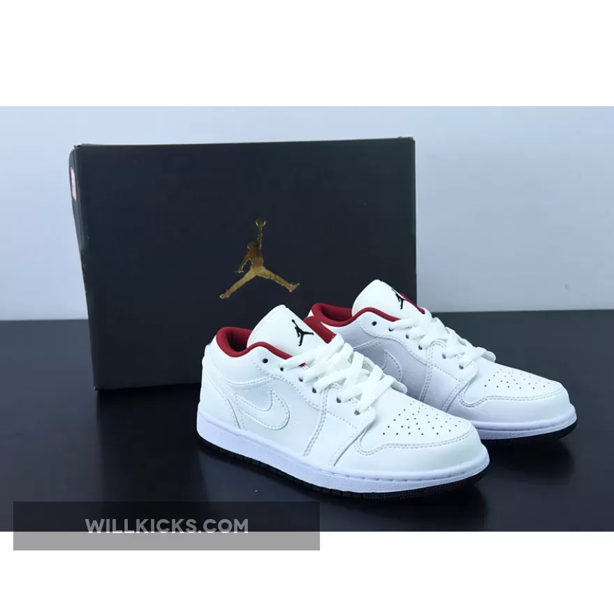 Air Jordan 1 Low White Red and Black 553560-164 #red and white ones jordans