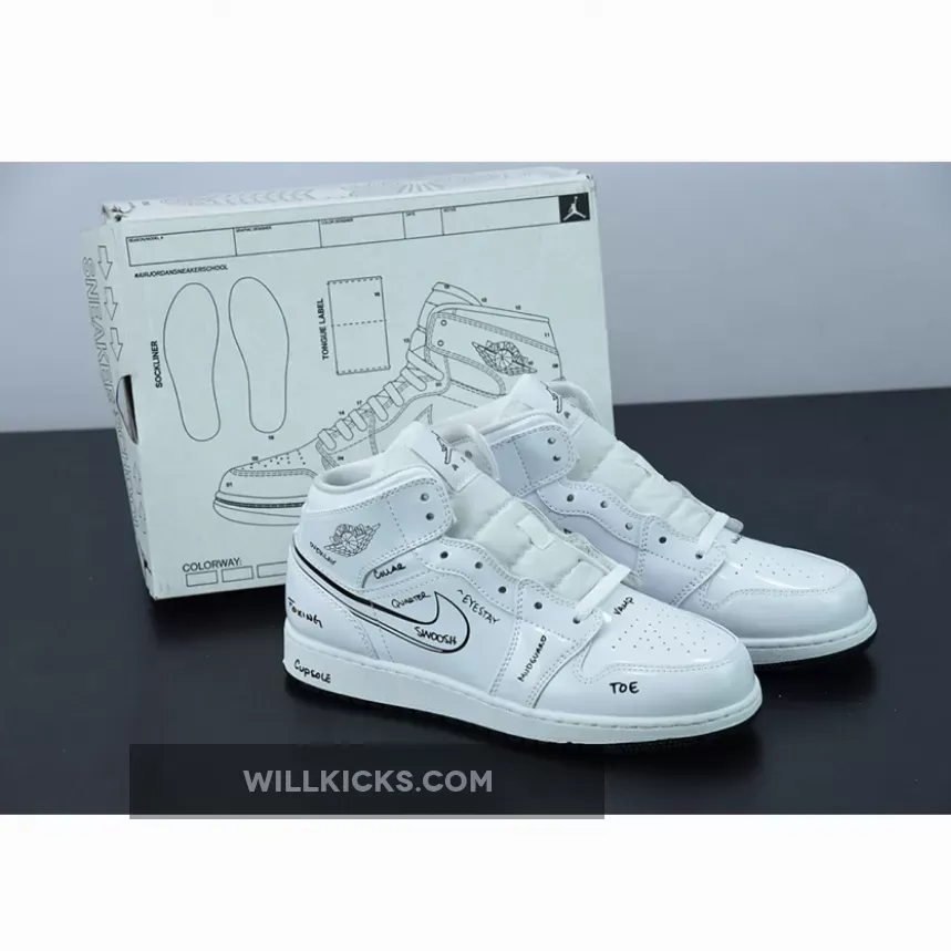 Air Jordan 1 Mid ‘Schematic’ White/Black DQ1864-100