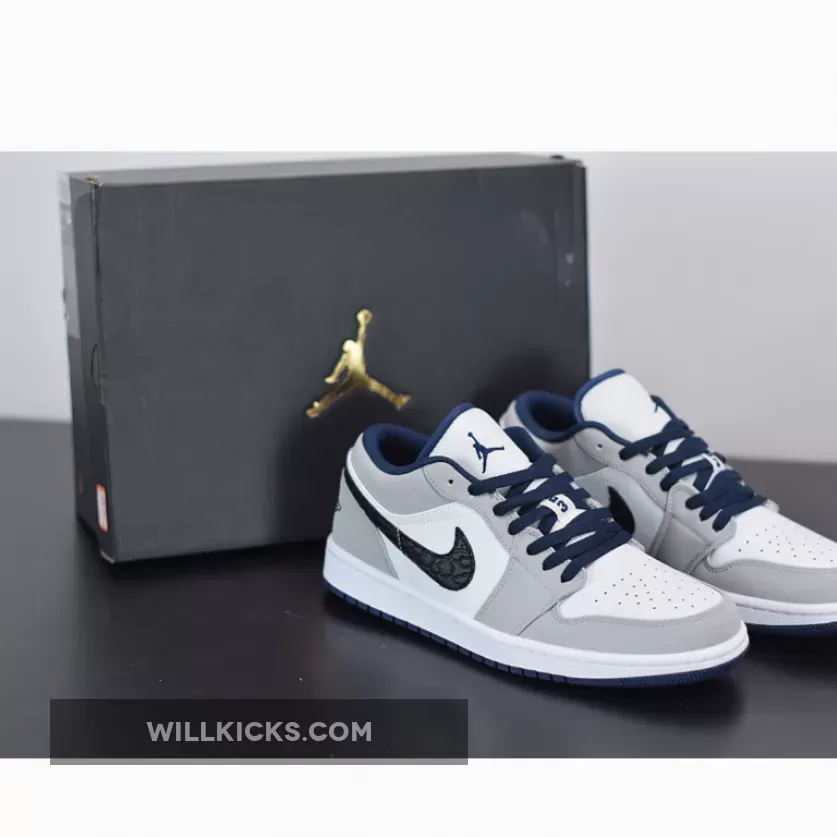Air Jordan 1 Low White/True Blue-Cement Grey-Black / air jordan 1 low true blue cement