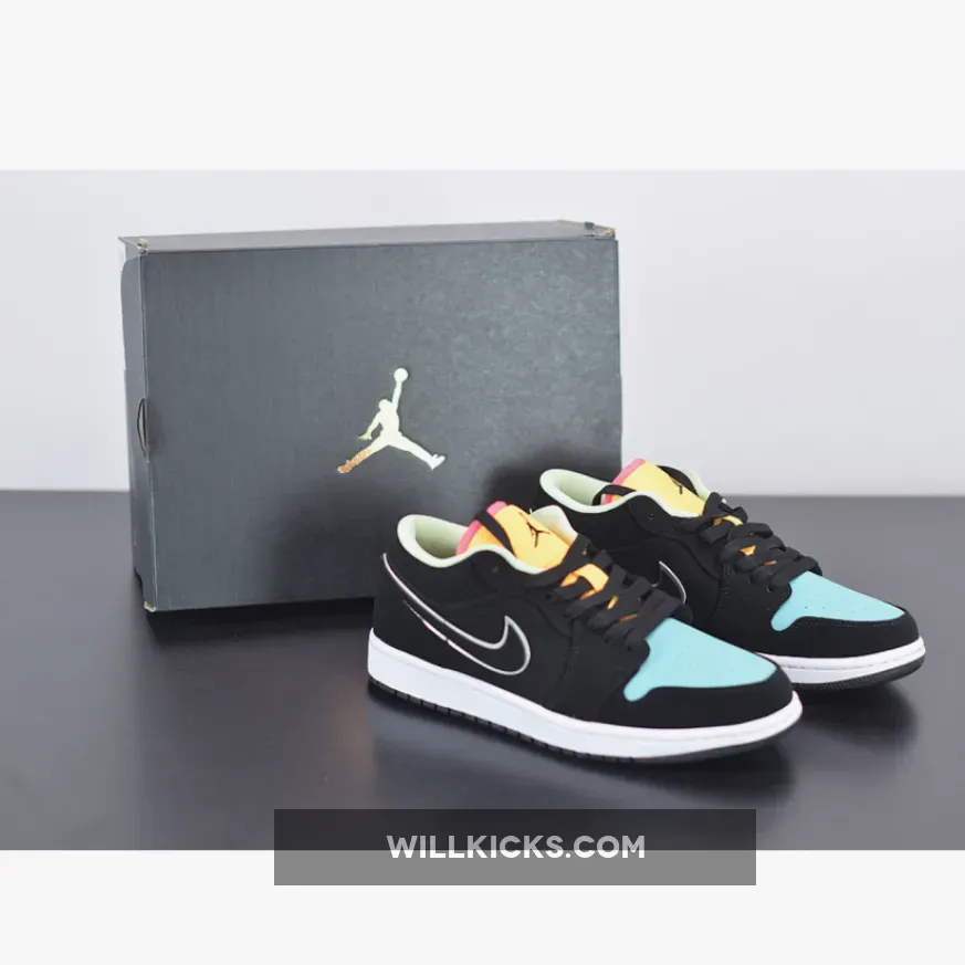 Air Jordan 1 Low Black/Aurora Green/Laser Orange CK3022-013 / aurora green jordan 1