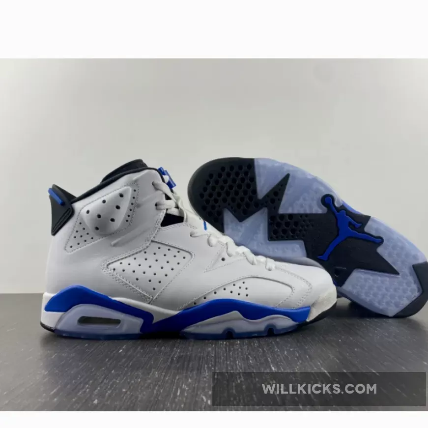 Air Jordan 6 White/Sport Blue-Black 384664-107 New Releases