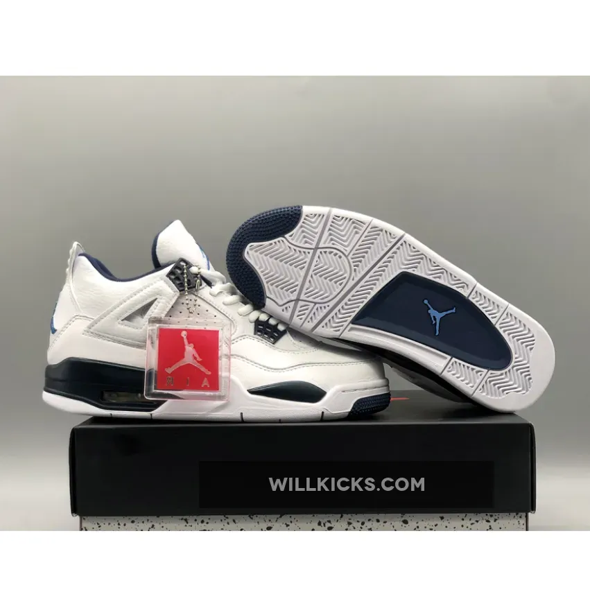 Air Jordan 4 Retro 'Columbia' White/Legend Blue-Midnight Navy / blue and white new jordans