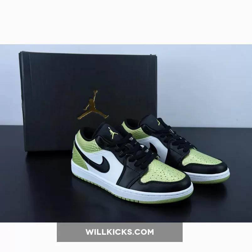 Air Jordan 1 Low 'Vivid Green Snakeskin' Vivid Green/Black/White DX4446-301 / green snakeskin jordans