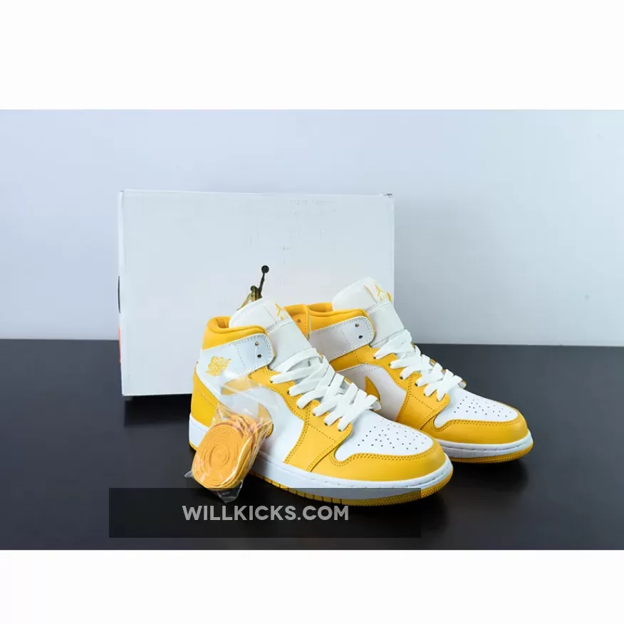 Air Jordan 1 Mid White University Gold BQ6472-117 / air jordan 1 white and yellow