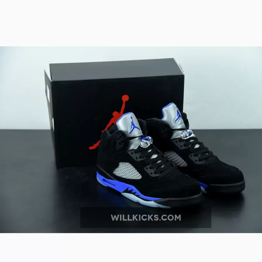 Air Jordan 5 Black/Racer Blue-Reflective Silver CT4838-004 / black and blue jordan 5