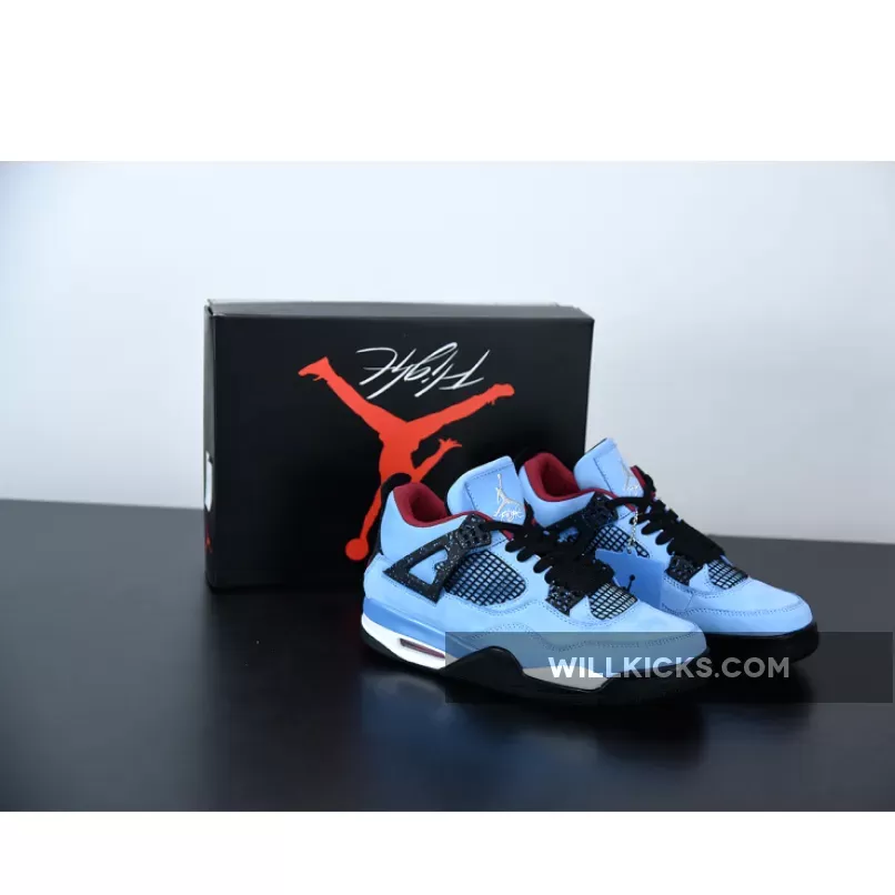 Travis Scott x Air Jordan 4 Retro 'Oilers' University Blue/Varsity Red-Black - varsity blue jordan 4