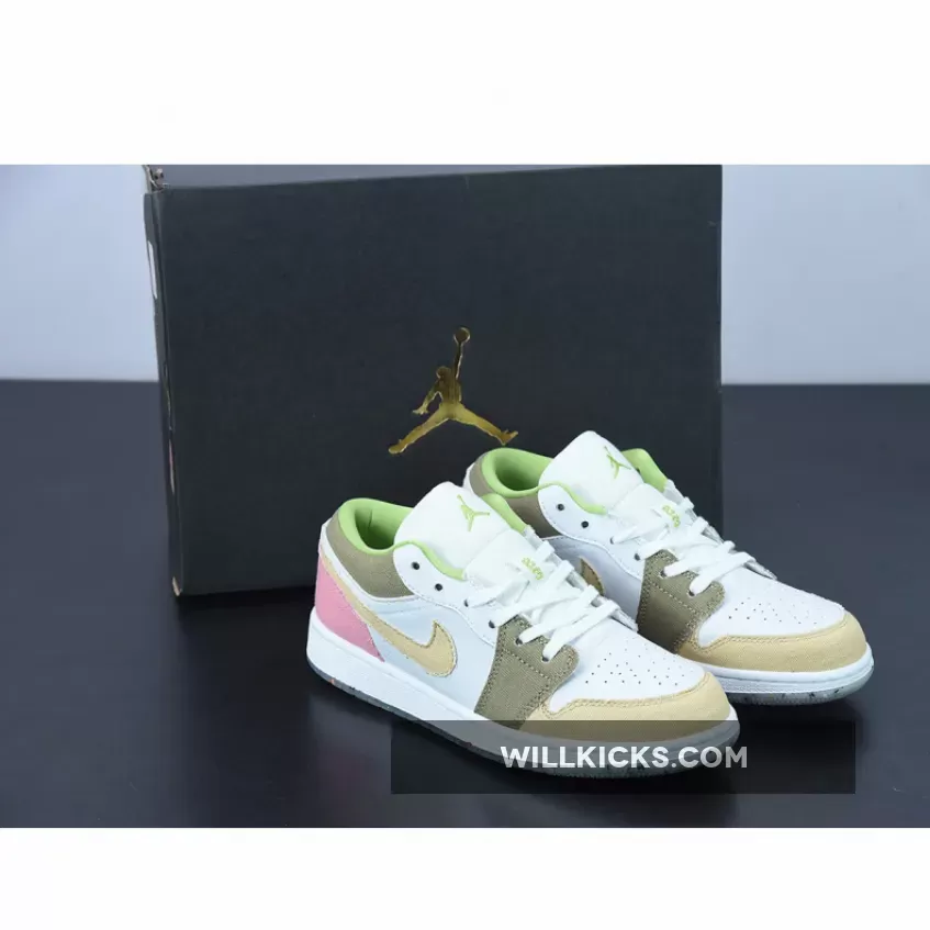 Air Jordan 1 Low GS Recycled White/Tan-Pink DJ0341-100 / jordan recycled