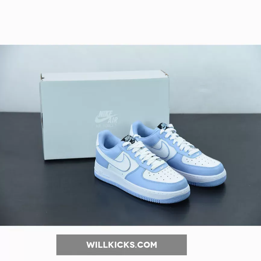 Nike Wmns Air Force 1 Low White/White-Ice Blue-Obsidian / jordan 1 low blue obsidian