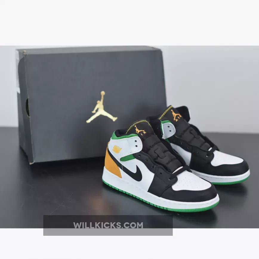 Air Jordan 1 Mid SE White/Laser Orange-Black-Lucky Green - air jordan 1 mid se white