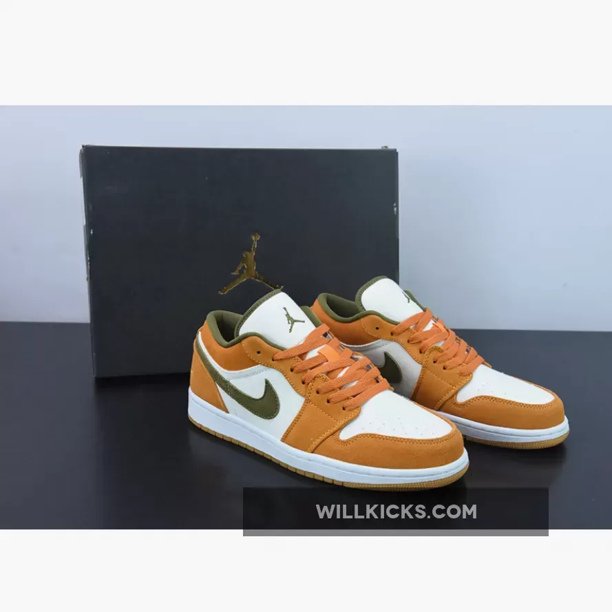 Air Jordan 1 Low White/Light Curry/White/Medium Olive DH6931-102 - air jordan 1 low olive