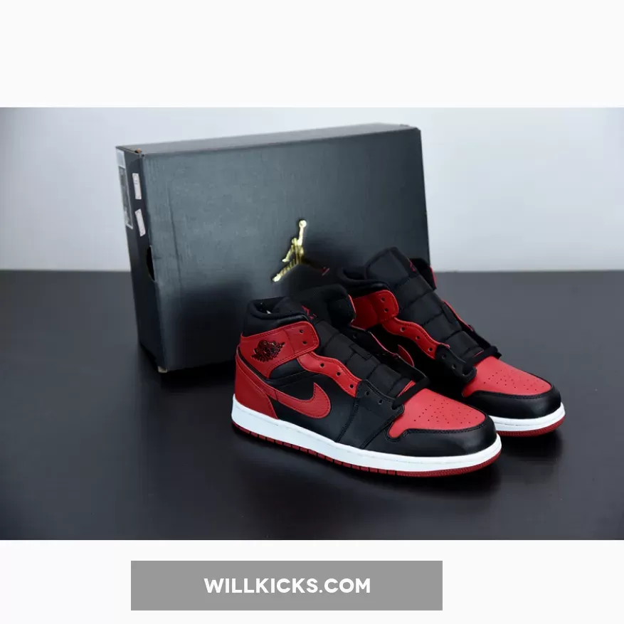 Air Jordan 1 Mid 'Bred' 554724-074 New Releases