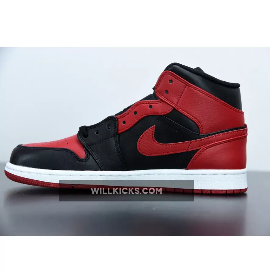 Air Jordan 1 Mid 'Bred' 554724-074 New Releases