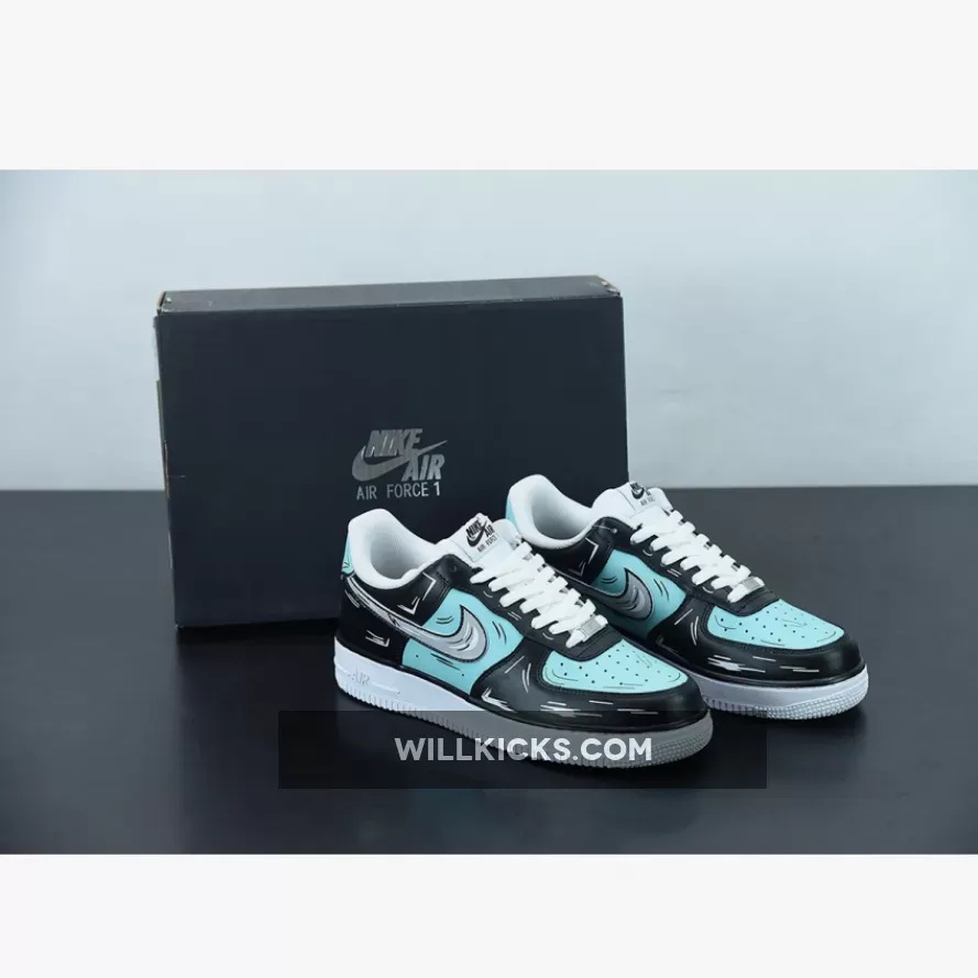 Custom Nike Air Force 1 Low Black Green #air force 1 black sale