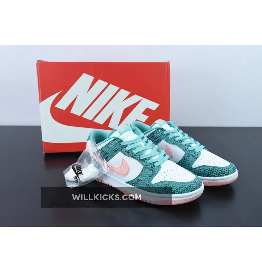 Nike Dunk Low 'Snakeskin' White/Teal-Pink / washed teal dunk