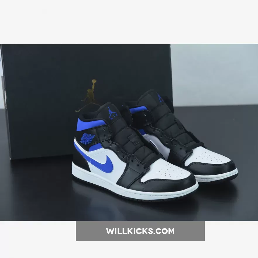 Air Jordan 1 Mid White/Black-Racer Blue 554724-140 #air jordan 1 mid 'racer blue'