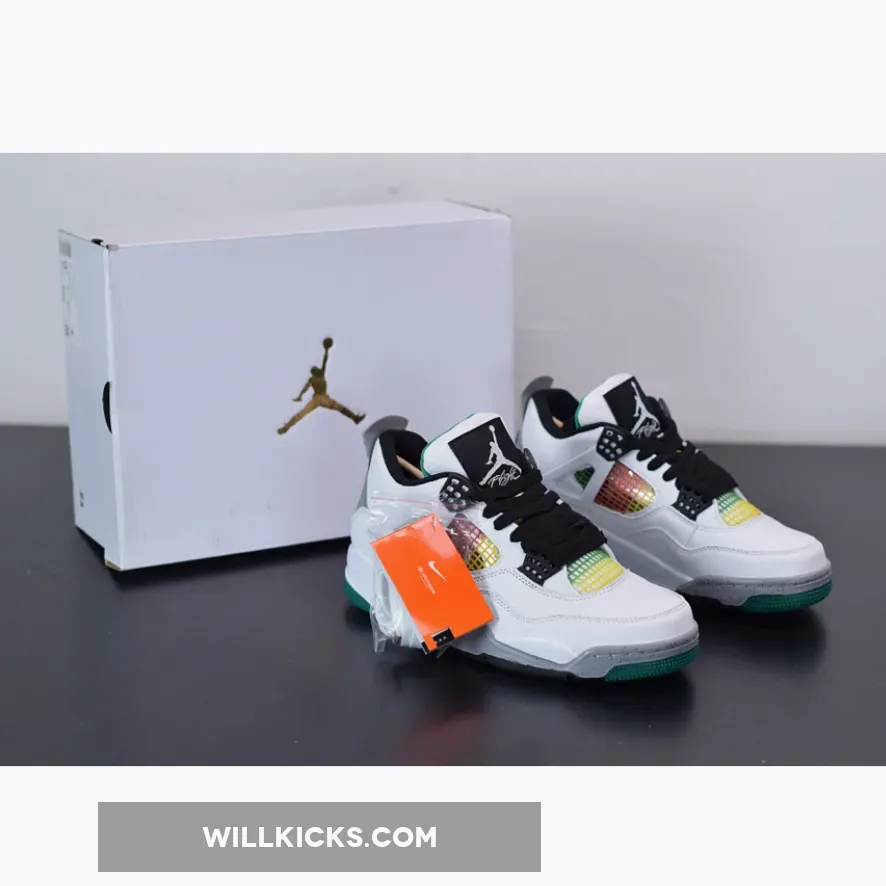 Air Jordan 4 Retro 'Green Rasta' White/Black/University Red/Lucid Green, lucid green jordan 4