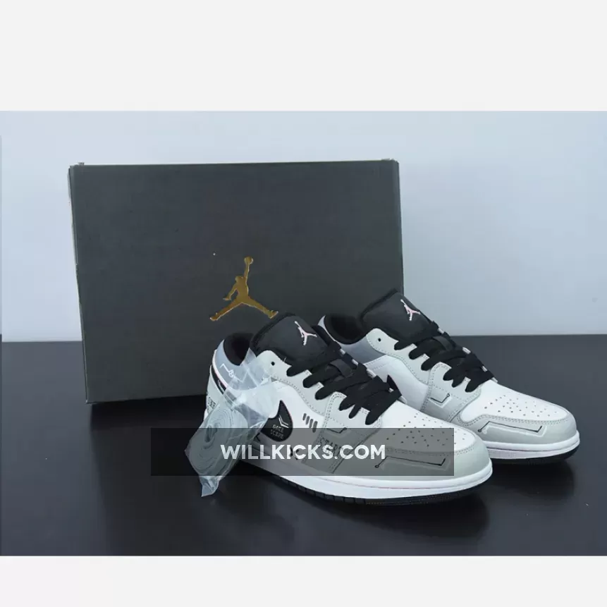 Custom Air Jordan 1 Low Grey Black White - jordan 1 low customize
