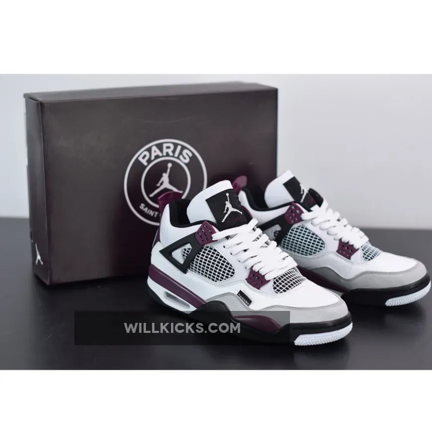 PSG x Air Jordan 4 White/Neutral Grey/Black/Bordeaux CZ5624-100, jordan retro 4 white/bordeaux/neutral grey/black