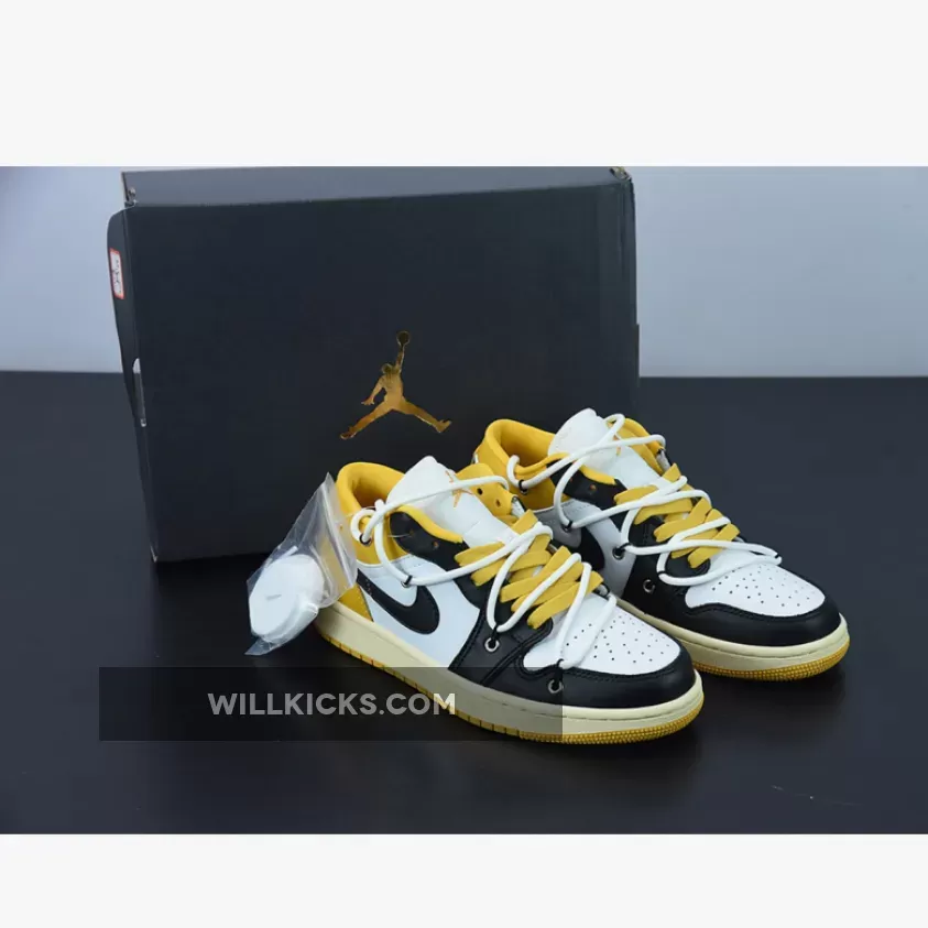 Custom Air Jordan 1 Low White Black Yellow / jordan 1 yellow black and white