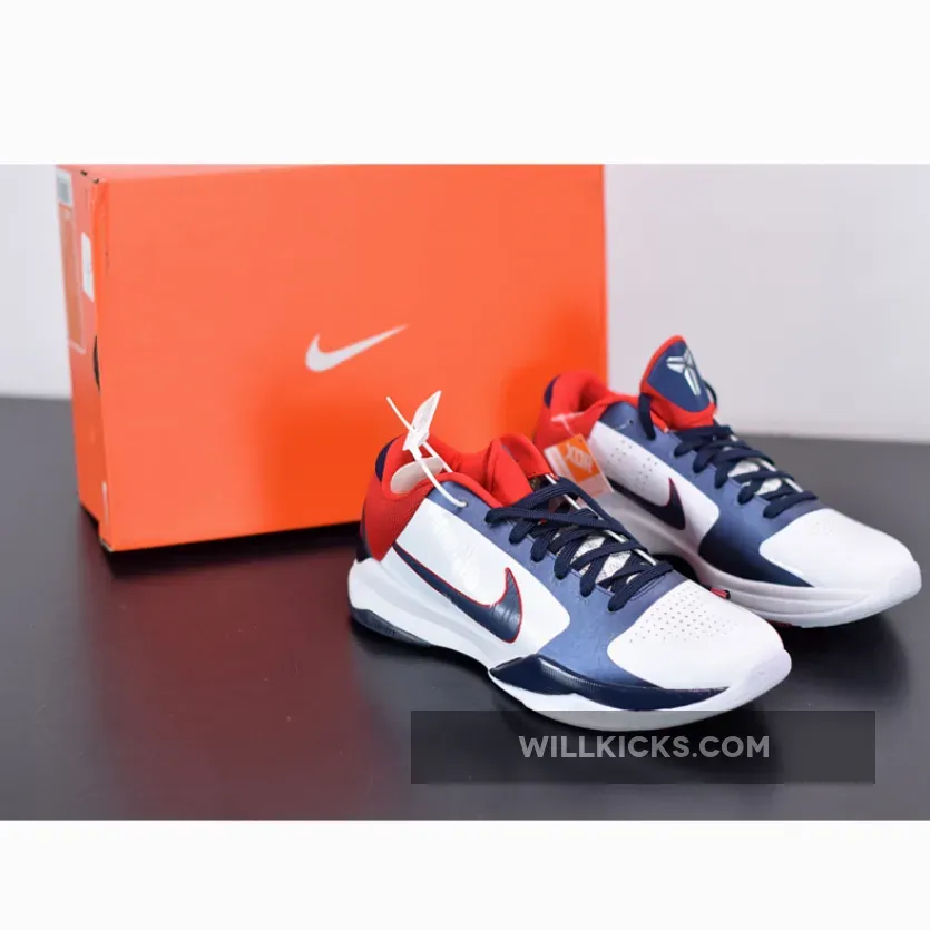 Nike Kobe 5 Protro White/Obsidian-Red , Kobe 5 Red 386430-103