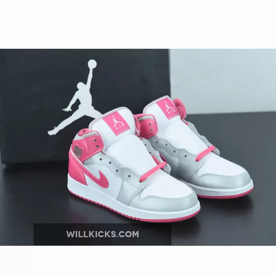 Air Jordan 1 Mid White/Metallic Platinum-Dynamic Pink 555112-109 New Releases
