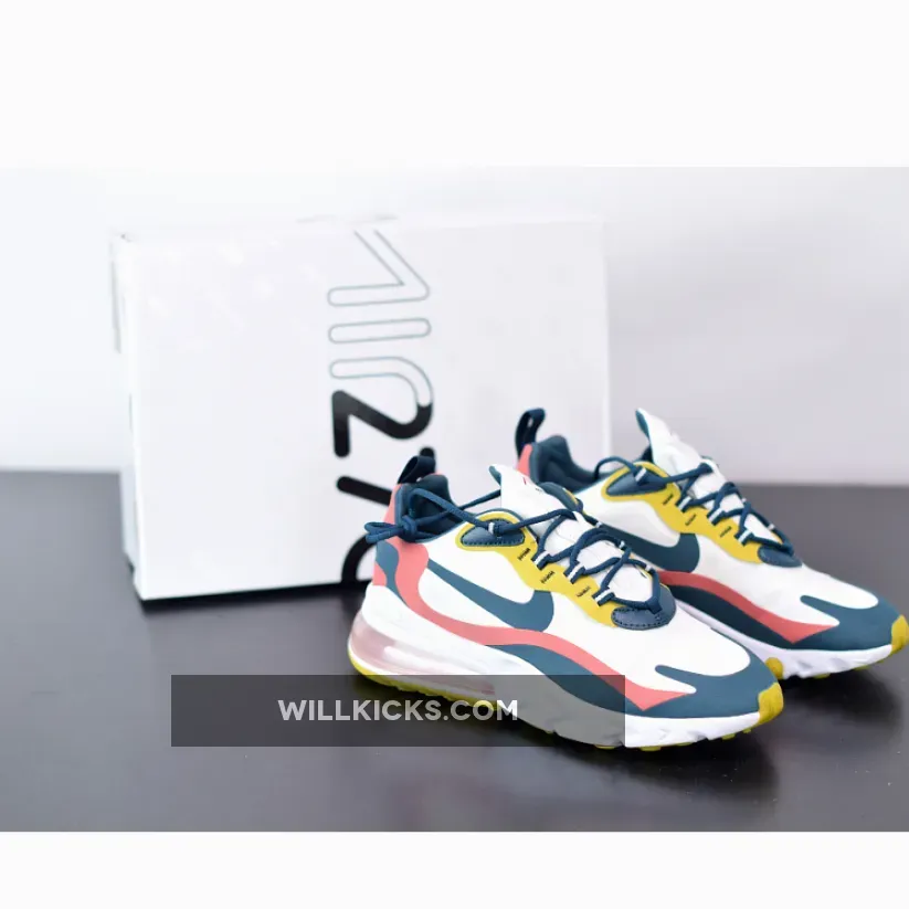 Nike Air Max 270 React White/Midnight Turquoise-Yellow
