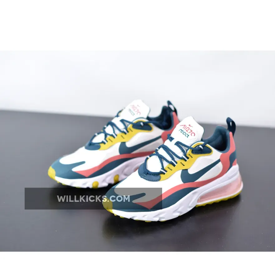 Nike Air Max 270 React White/Midnight Turquoise-Yellow