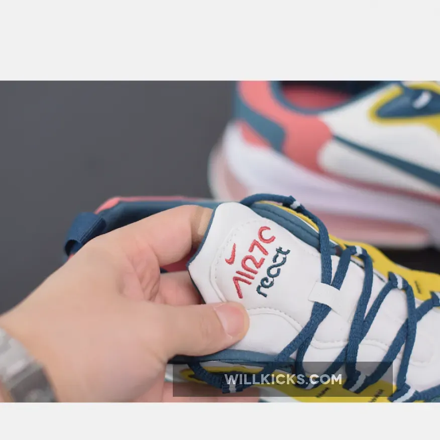 Nike Air Max 270 React White/Midnight Turquoise-Yellow