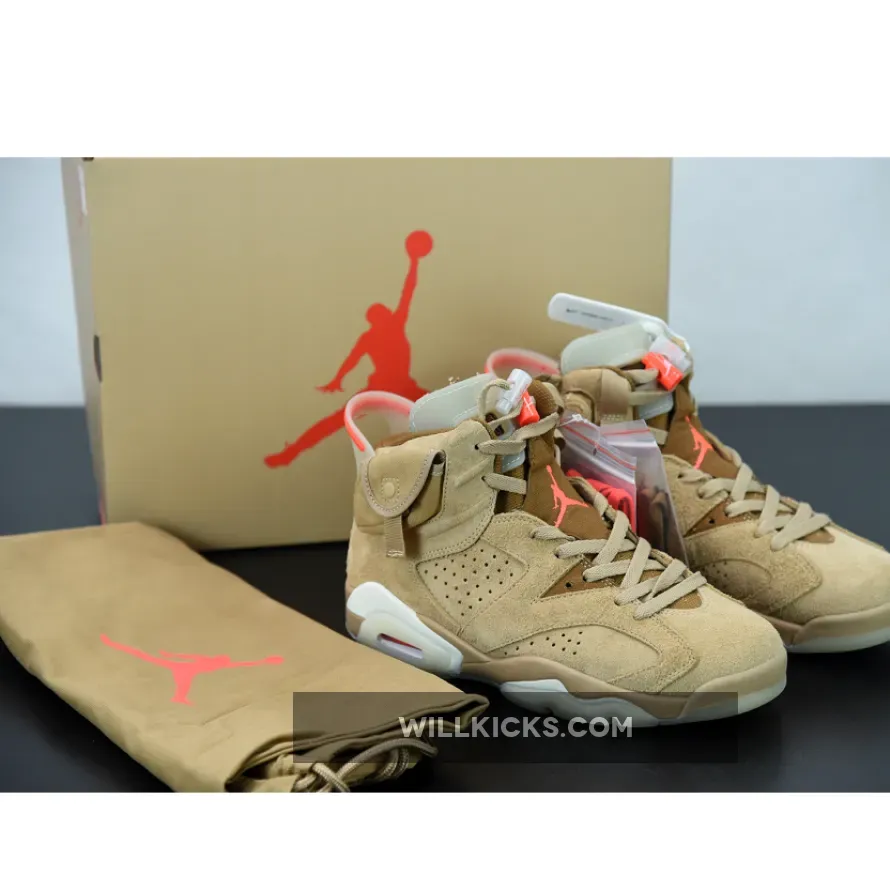 Travis Scott x Air Jordan 6 SP British Khaki/Bright Crimson-Sail DH0690-200 / travis scott 6s khaki