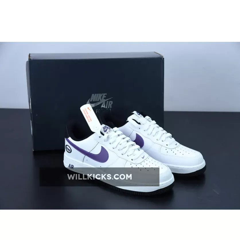 Nike Air Force 1 Low Hoops White/Canyon Purple-Black - purple air force shoes