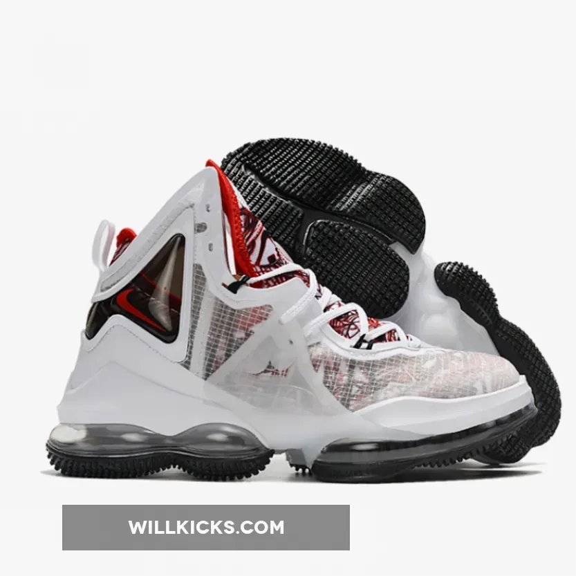 Nike LeBron 19 'Sketch' White Red Black / lebron 19 white and red