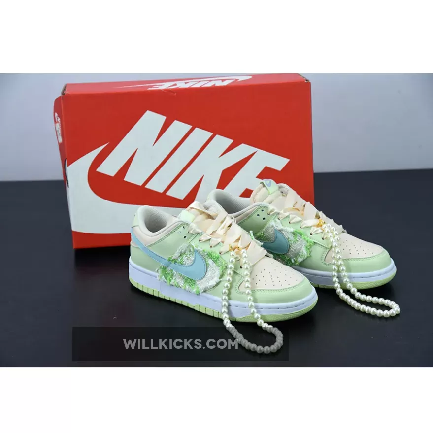 Custom Nike Dunk Low Light Soft Pink/Lime Ice-White / nike dunks customized