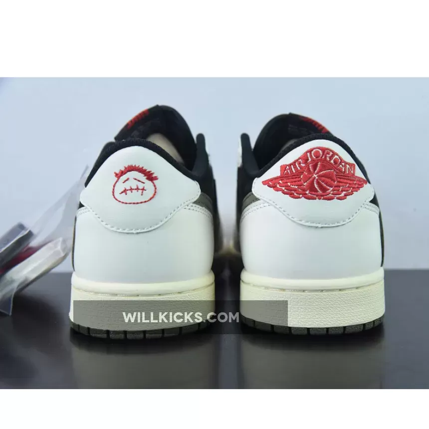 Travis Scott x Air Jordan 1 Low Sail/University Red/Black/Medium Olive, travis scott low olive