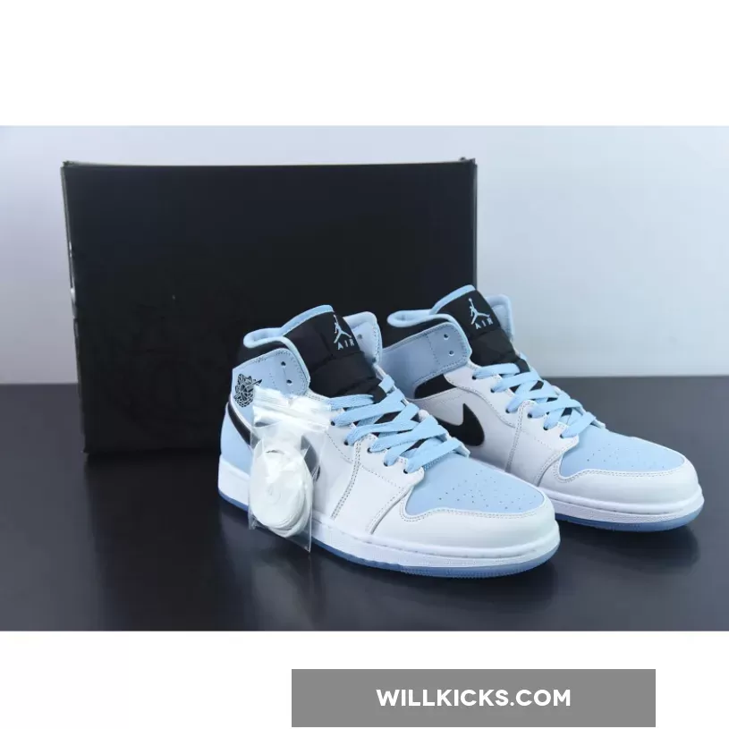 Air Jordan 1 Mid White/Ice Blue-Black DV1308-104 Outlet